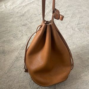 Baggu Camel Leather Bucket Bag